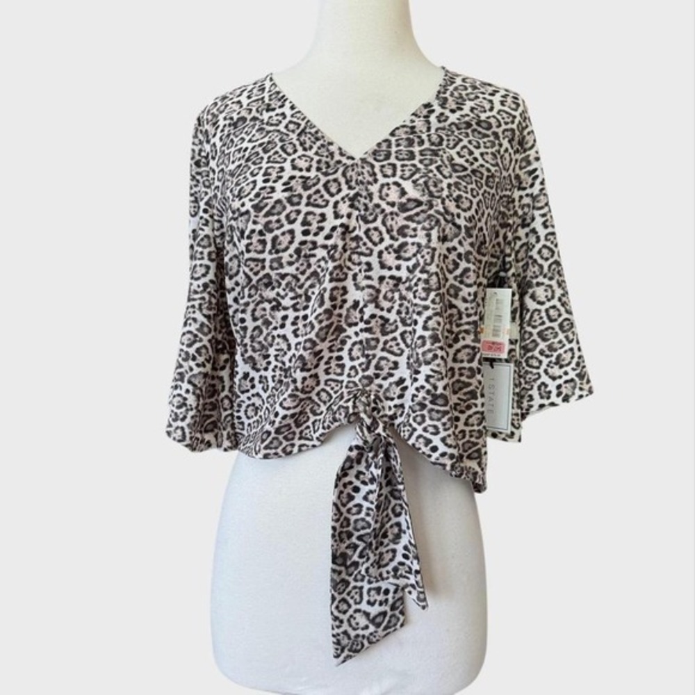 Indie‎ Sleeze Leopard-Print Crop Tie-Front Top Small NEW  70's rockstar style